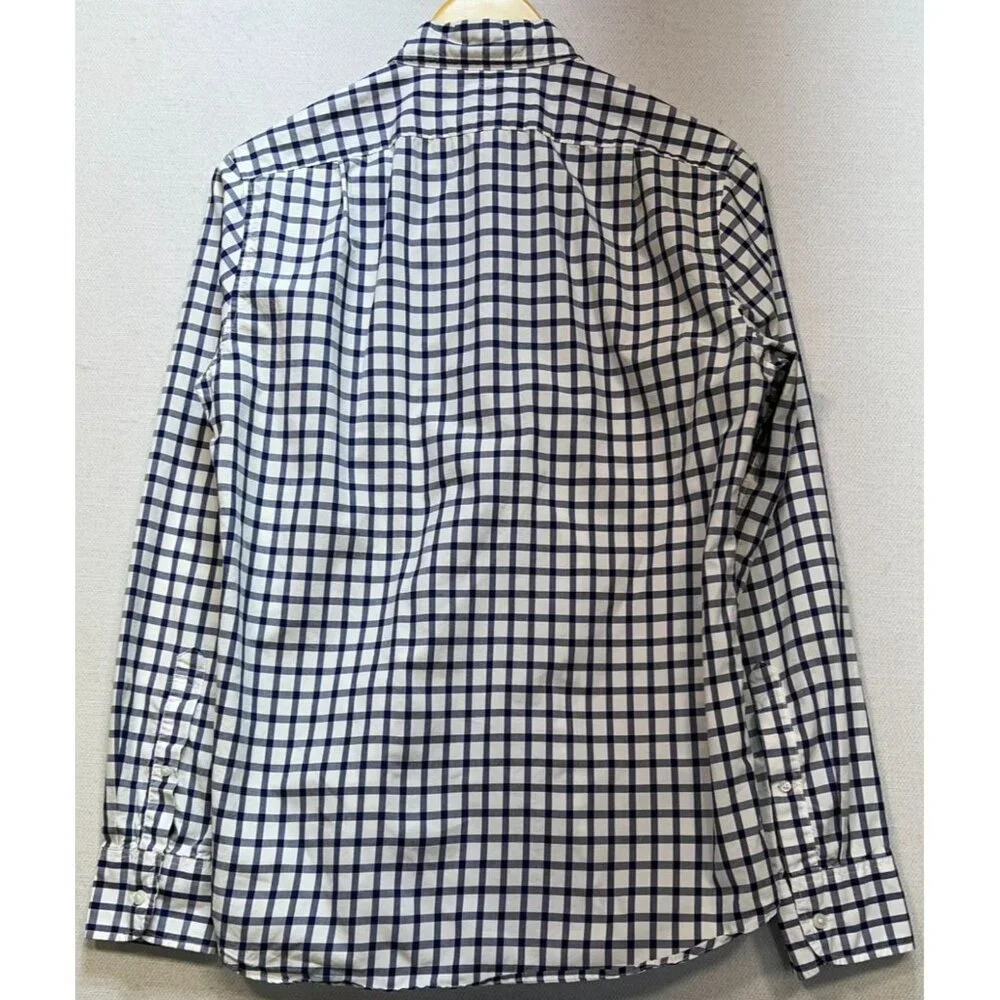 J. Crew Men's Slim Fit Button Down Shirt Long Sleeve Size S Navy White Check